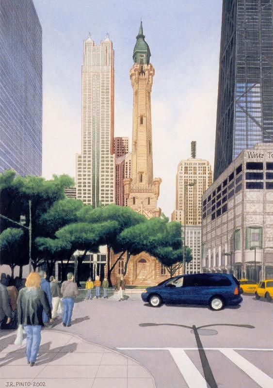 Hancock Building Painting - The Water Tower Chicago by James Pinto