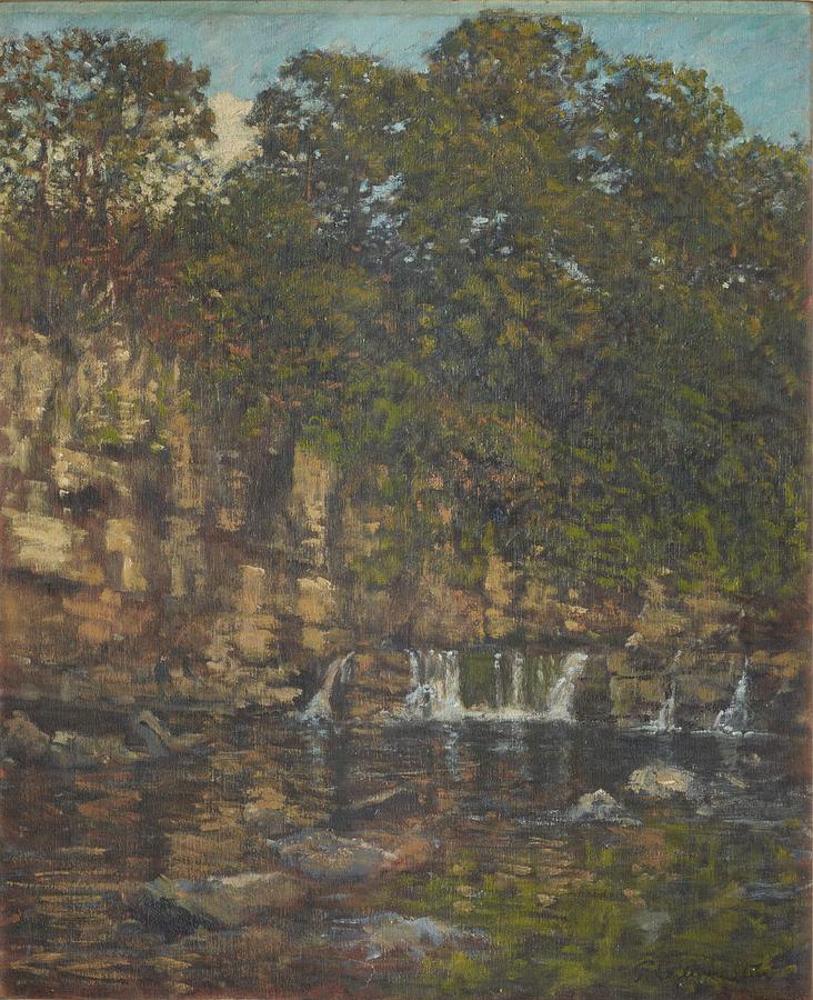 The waterfall 1896 by Philip Stee Painting by Celestial Images