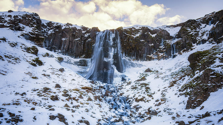 The waterfall at Olafsvik Photograph by James Billings