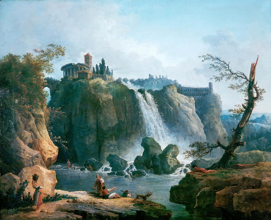 The Waterfall at Tivoli Painting by Hubert Robert