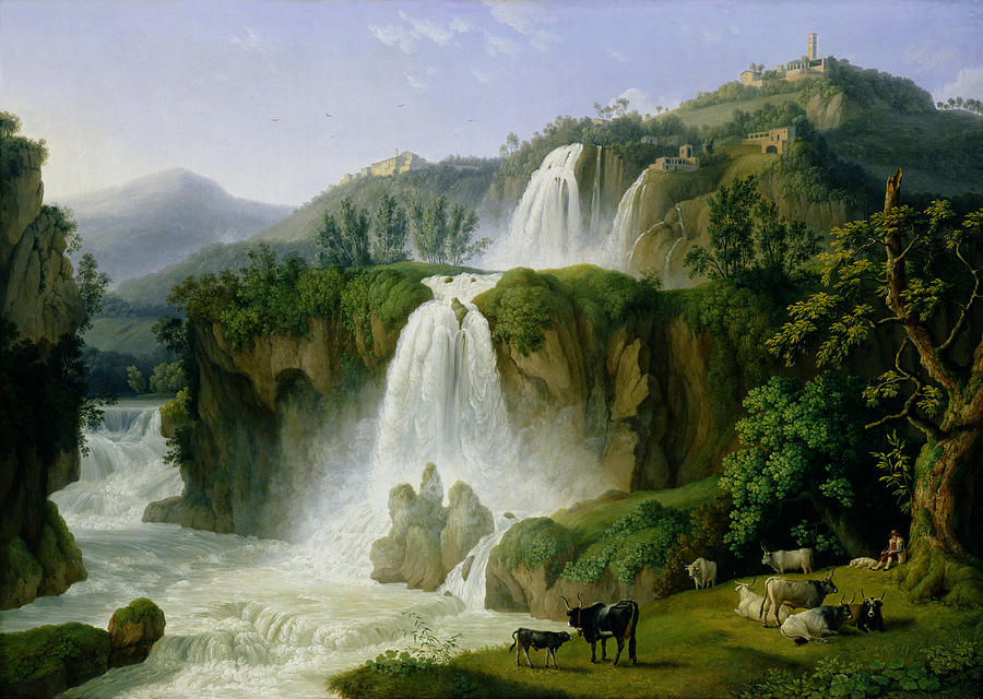 Architecture Painting - The Waterfall at Tivoli by Jacob Philippe Hackert 