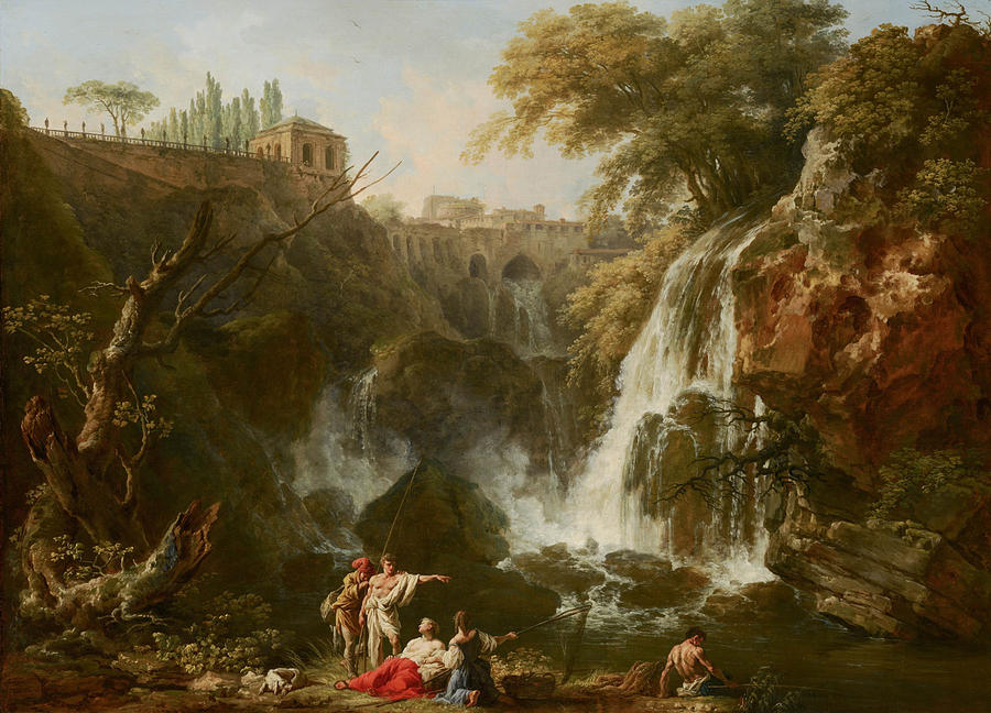 The Waterfall at Tivoli, with the Villa Painting by Joseph Vernet