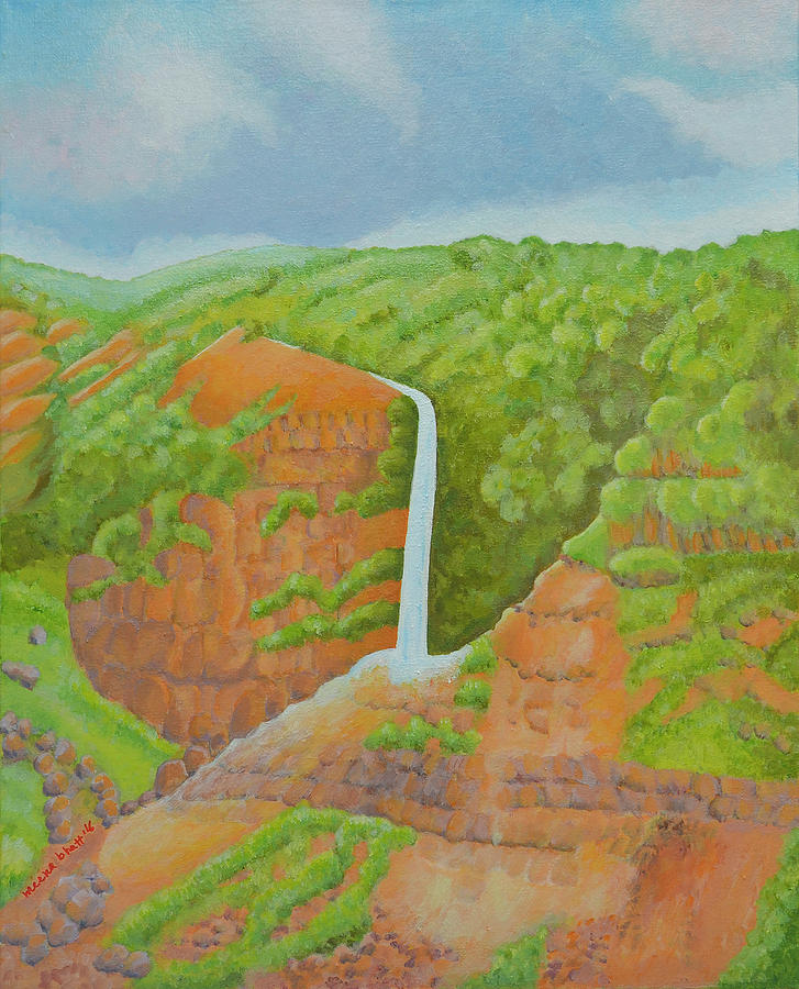 The Waterfall in Hawaii Painting by Meena Bhatt