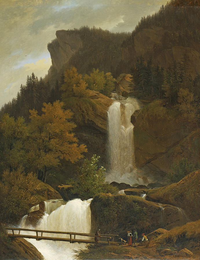 The Waterfall of Wandel, near Brienz Painting by Francois Diday