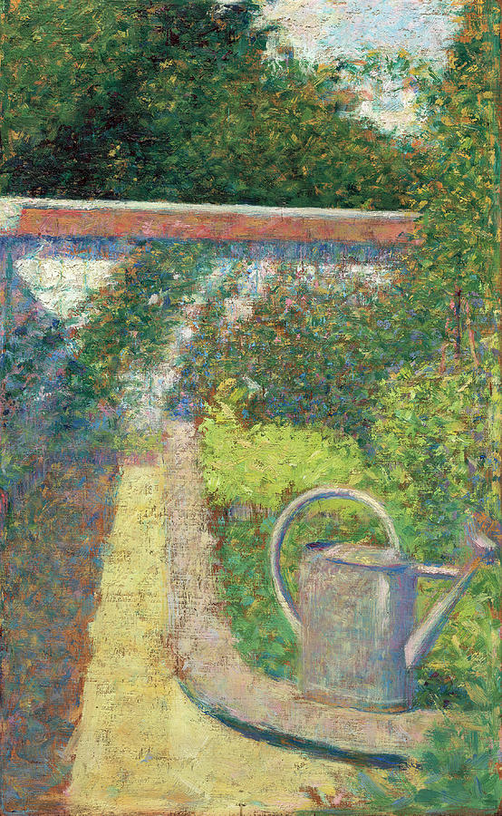 The Watering Can - Garden at Le Raincy Painting by Georges Seurat