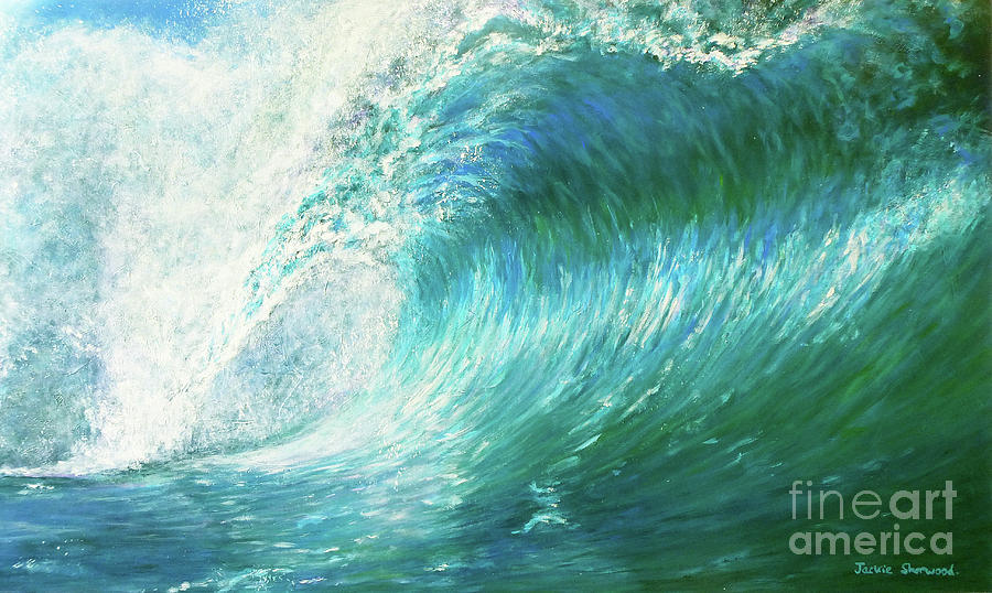 The Wave Curl Curl Painting by Jackie Sherwood