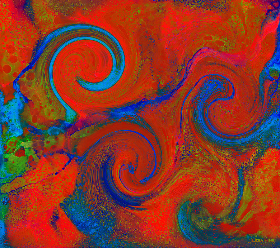 Abstract Digital Art - The Wave of Truth 2 RED by Lesa Fine