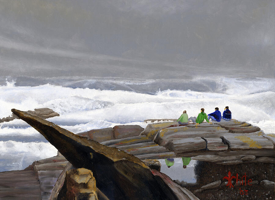 The Wave Watchers Painting by Dominic White The Wave Watchers Painting by Dominic White
