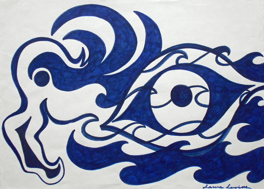 The Waves Drawing by Laura Joan Levine