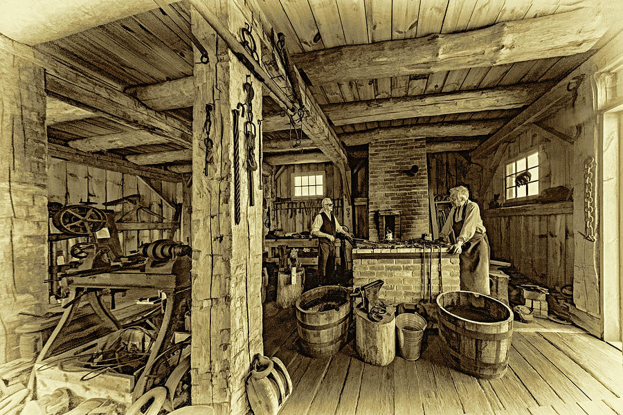 The Way We Were - The Blacksmith 2 - Sepia Photograph by Steve Harrington