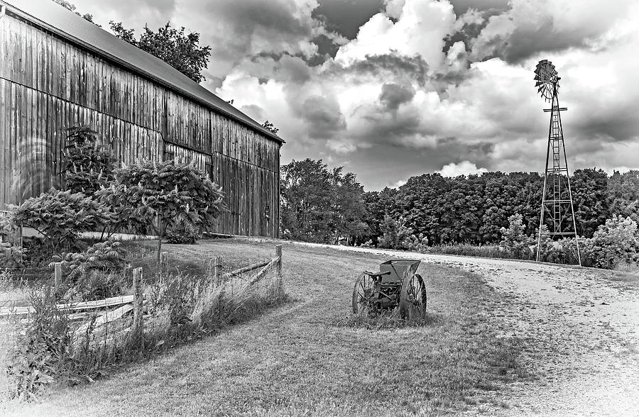 The Way We Were - Timber Framed Barn 3 bw Photograph by Steve Harrington