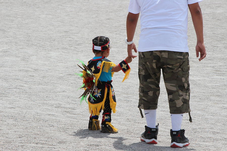 Father And Son Photograph - The Ways of My Father Colorful Photograph of Paiute Pow Wow by Colleen Cornelius
