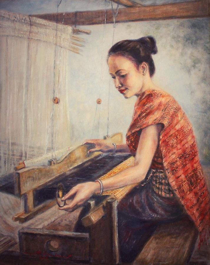 The Weaver Painting by Sompaseuth Chounlamany
