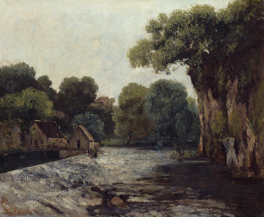 The Weir at the Mill Painting by Gustave Courbet