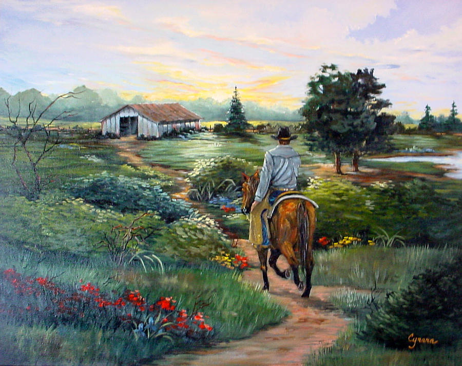 Sunset Painting - The Well-worn Path Home by Cynara Shelton