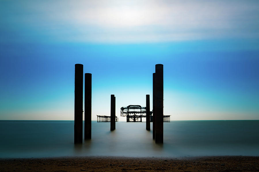 Beach Photograph - The West Pier Ruins In Winter Light by Chris Lord