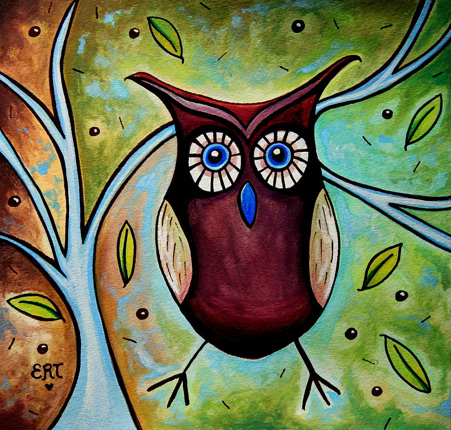 Owl Painting - The Whimsical Owl by Elizabeth Robinette Tyndall