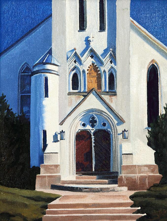 Fall Painting - The White Church by Phil Chadwick