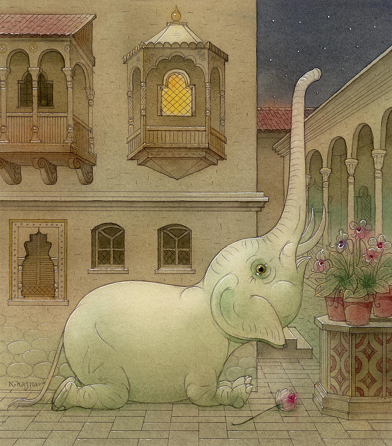 The White Elephant 09 Drawing by Kestutis Kasparavicius