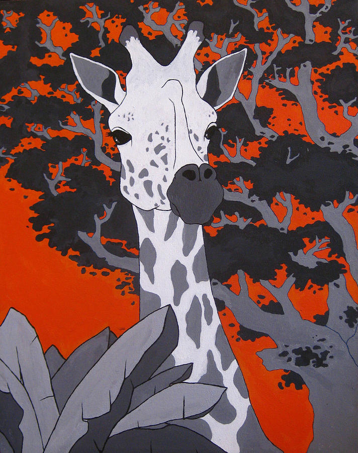 Giraffe Painting - The White Giraffe by Sarah Webb