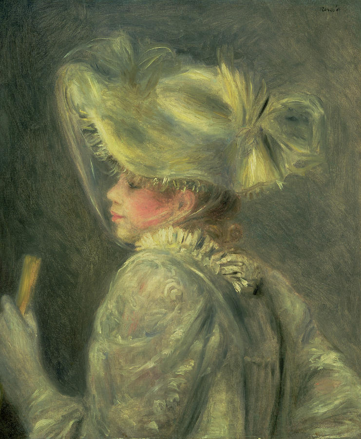 Pierre Auguste Renoir Painting - The White Hat by Pierre Auguste Renoir
