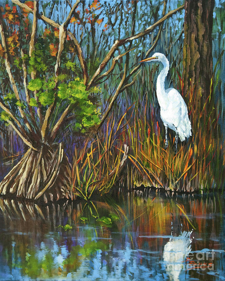 The White Heron Painting by Dianne Parks