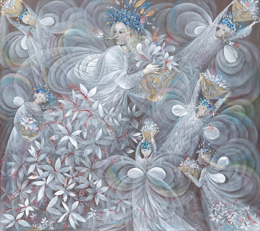 Flower Painting - The white hibiscus by Annael Anelia Pavlova