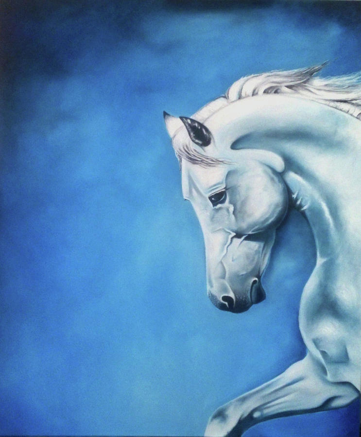 Cool Painting - The White Horse by Janine Bouwer