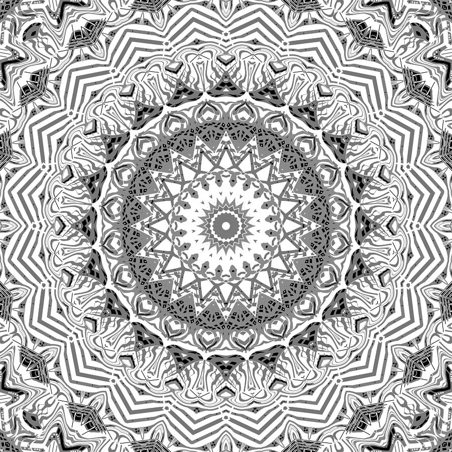 Abstract Digital Art - The White Kaleidoscope No. 2 by Joy McKenzie