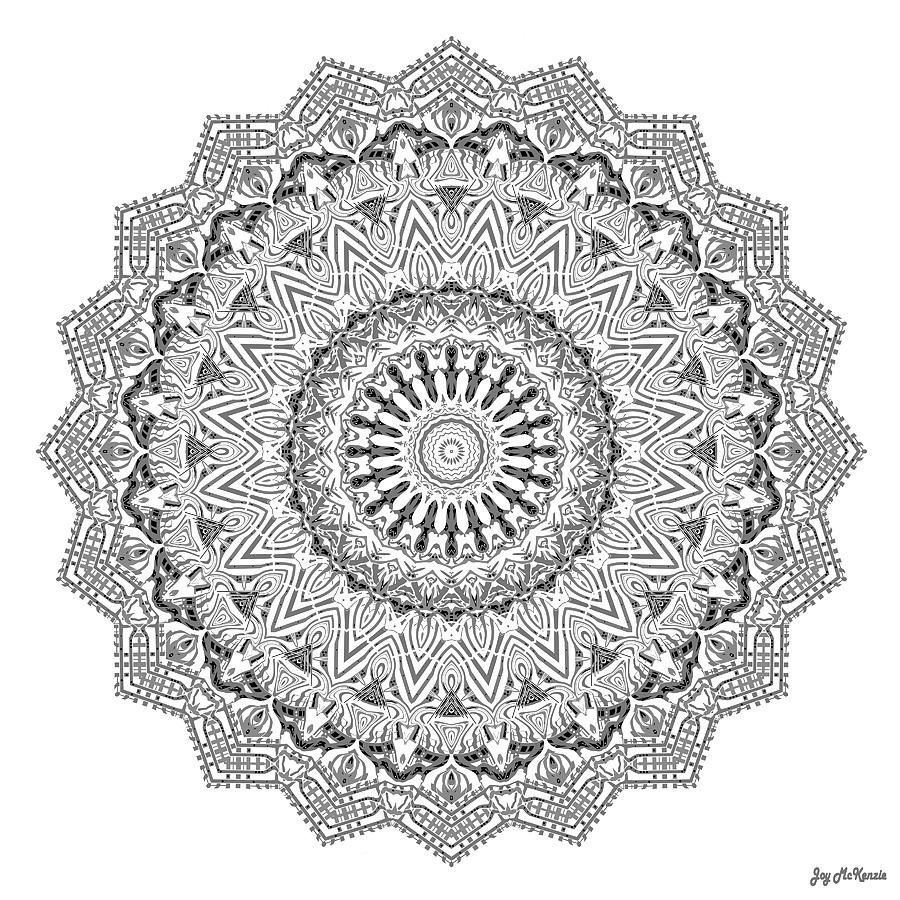 Abstract Digital Art - The White Mandala No. 3 by Joy McKenzie