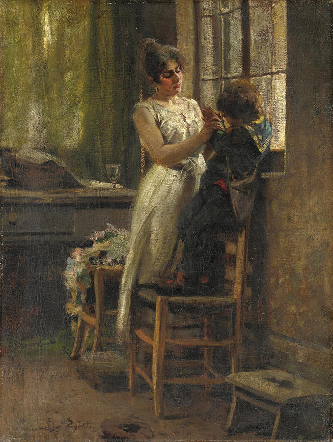 The Widow Painting by Egisto Lancerotto