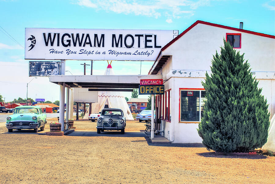Car Photograph - The Wigwam Motel - Historic Route 66 - Holbrook Arizona by Gregory Ballos