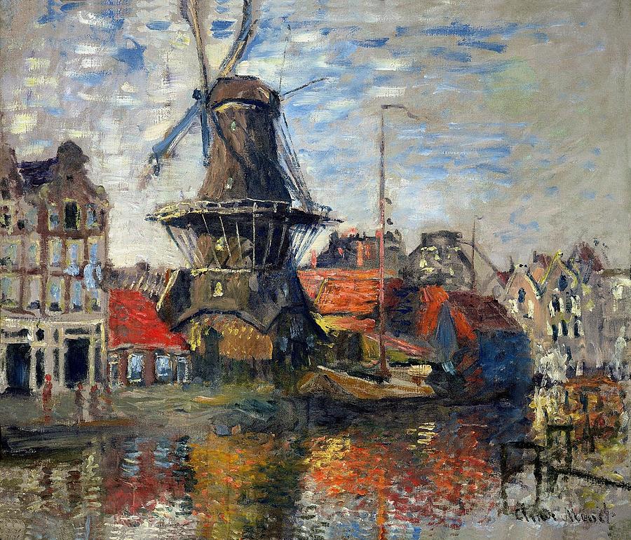 The Windmill Amsterdam Claude Monet 1874 Painting by Movie Poster Prints