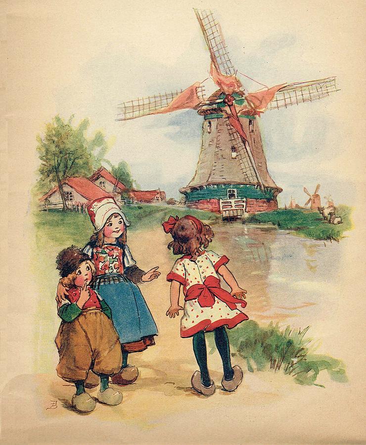 The Windmill and the LIttle Wooden Shoes Painting by Reynold Jay