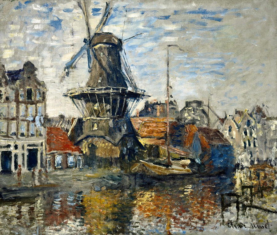 Summer Painting - The Windmill On The Onbekende Gracht, Amsterdam 1874 by Claude Monet