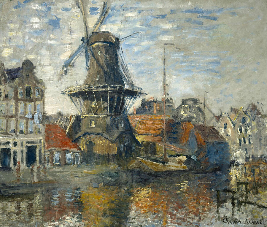 The Windmill on the Onbekende Gracht, Amsterdam, from 1874 Painting by Claude Monet