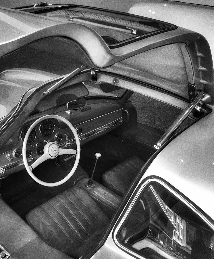 Black And White Photograph - The Wings of a Mercedes Gullwing by Dirk Jung