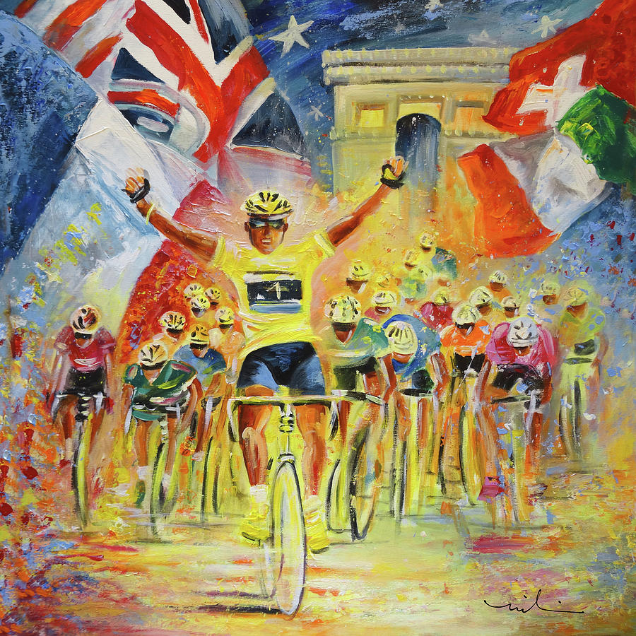 The Winner Of The Tour De France Painting by Miki De Goodaboom