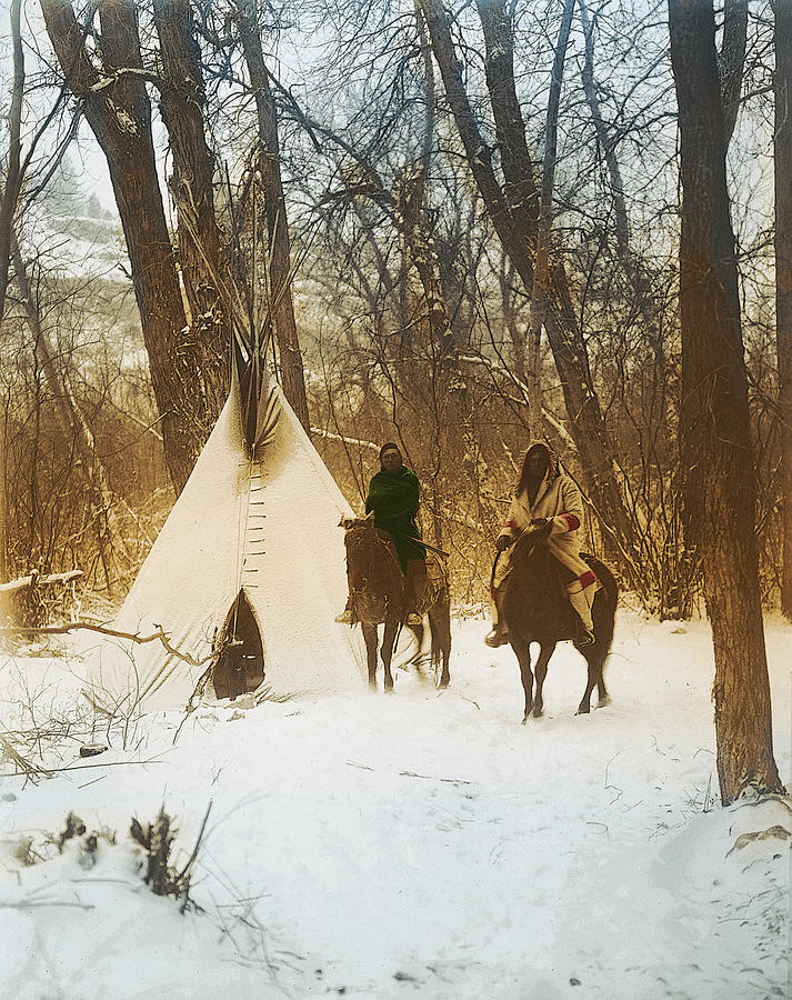Horse Painting - The winter camp - Crow - Apsaroke - American Indians by Dan Keller
