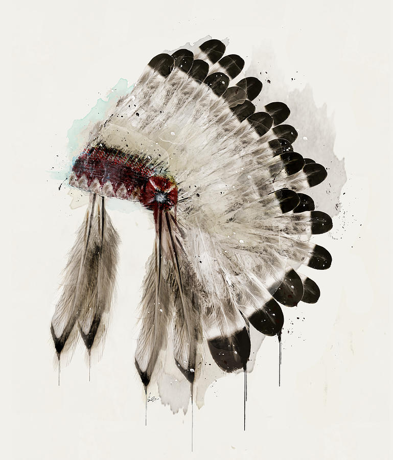 Native Headdress Painting - The Winter Headdress by Bri Buckley Native Headdress Painting - The Winter Headdress by Bri Buckley