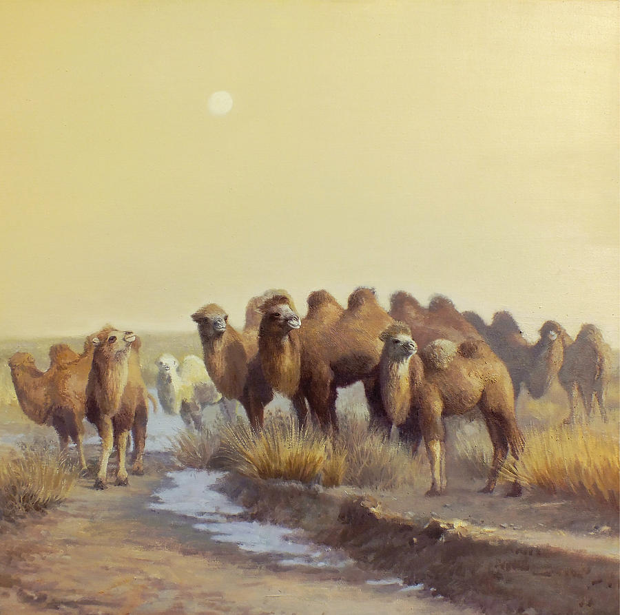 Camel Painting - The winter of desert by Chen Baoyi