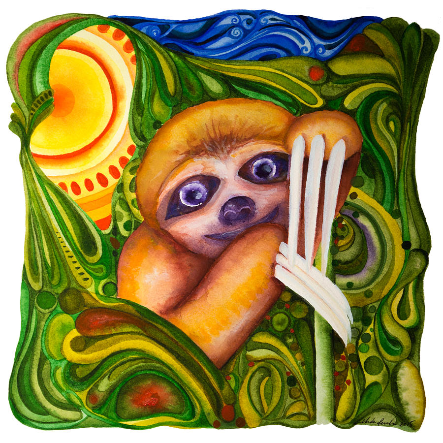 The Wise Little Sloth Painting by Marika Reinke