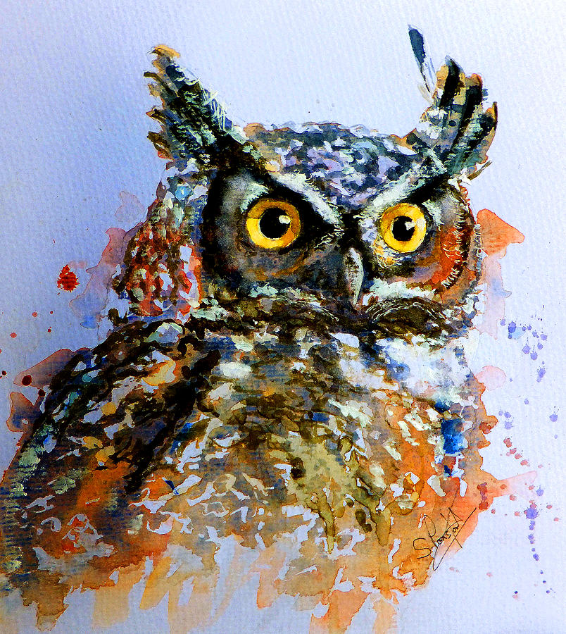 Owl Painting - The wise old owl by Steven Ponsford