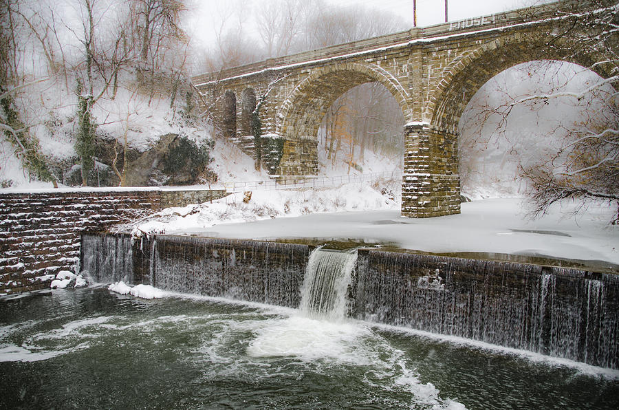 The Wissahickon Creek at Ridge Avenue in the Snow Photograph by Bill Cannon