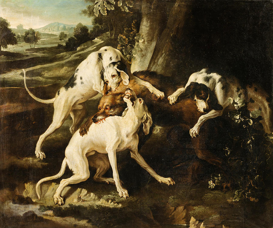 The Wolf Hunt Painting by Alexandre-Francois Desportes