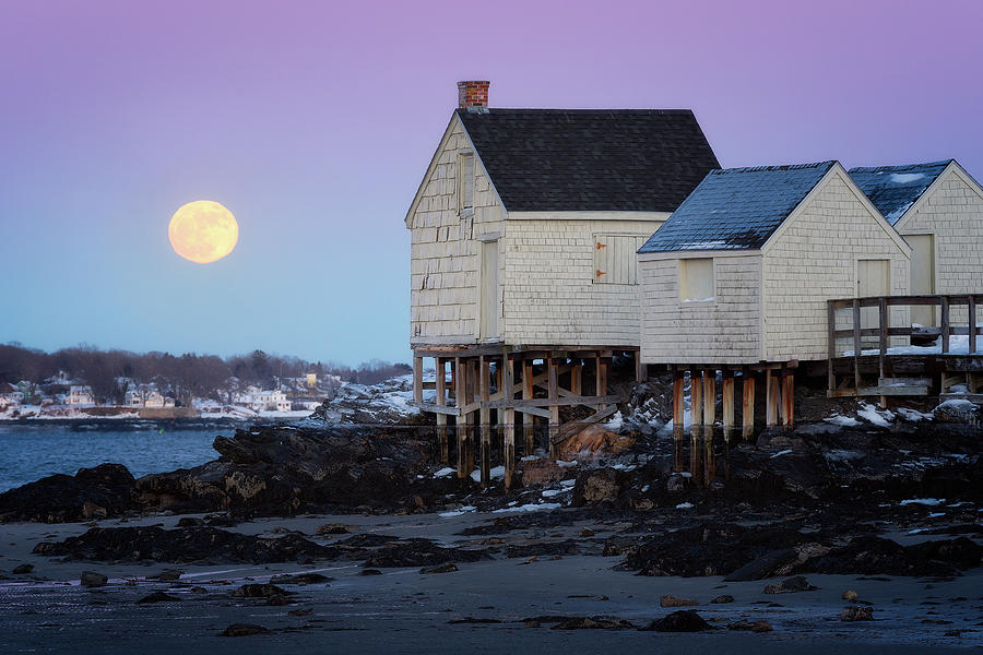 The Wolf Moon Over Willard Beach Photograph by Jeff Bazinet The Wolf Moon Over Willard Beach Photograph by Jeff Bazinet