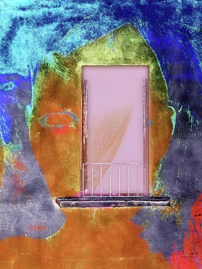 The woman and the pink window Digital Art by Gabi Hampe