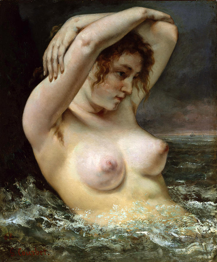 The Woman in the Waves Painting by Gustave Courbet