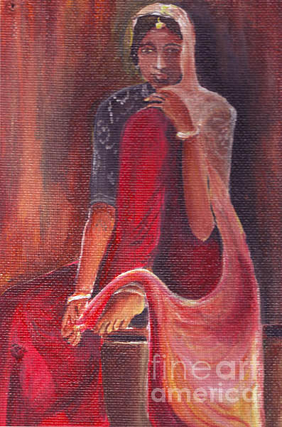 The Woman Is Thinking... Painting by Kanthasamy Nimalathasan