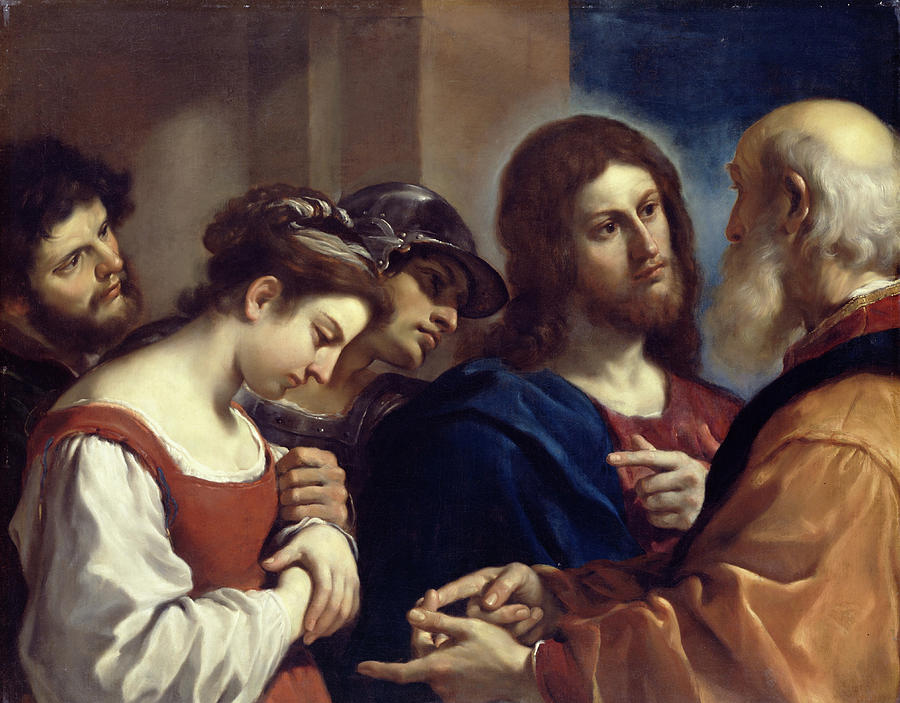 Guercino Painting - The Woman taken in Adultery by Guercino
